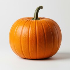 Obraz premium A vibrant orange pumpkin centered on a pure white backdrop, perfect for seasonal designs and clean holiday themes, fall, object, simple