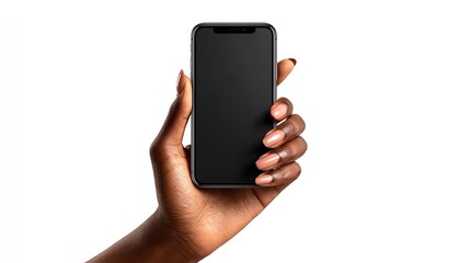 Hand Holding Smartphone with Blank Screen Mockup for Mobile App and Digital Marketing