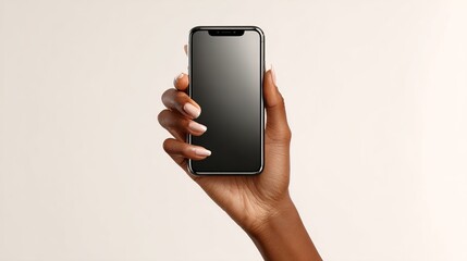 Hand Holding Smartphone with Blank Screen Mockup for Mobile App and Digital Marketing
