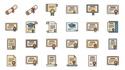 Collection of Educational Certificate Icons.