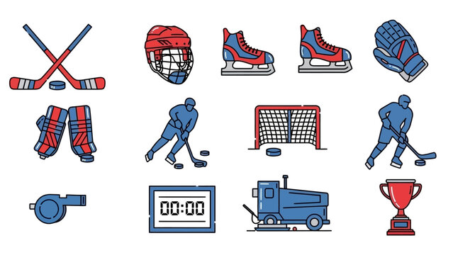 Collection of Ice Hockey Equipment and Symbols.