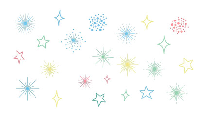 Sparkling Stars Array: A dazzling array of hand-drawn stars, each unique in its design and color, floats across the space.  A whimsical expression of celebratory moments and artistic inspiration.