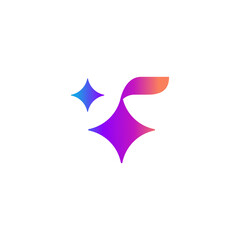 Letter f unique sparkle logo design minimalist icon
