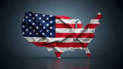 A crumpled american flag map of the united states