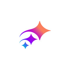 sparkle with star tail logo. digital abstract icon