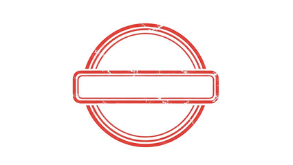 Red grunge stamp PNG isolated on transparent background, retro circular frame with rectangular banner for logo design and branding