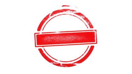 Red grunge stamp PNG isolated on transparent background, vintage rubber stamp graphic for branding and design projects