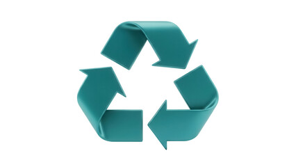Obraz premium Teal recycling symbol PNG isolated on transparent background, eco-friendly concept for environmental awareness and sustainable practices
