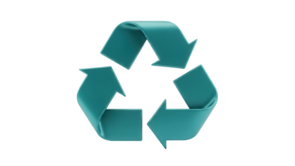 Teal recycling symbol PNG isolated on transparent background, eco-friendly concept for environmental awareness and sustainable practices