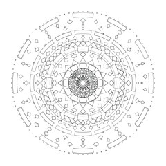 Obraz premium Abstract round mandala lace pattern with floral ornamental design in black and white, Vector, Illustration