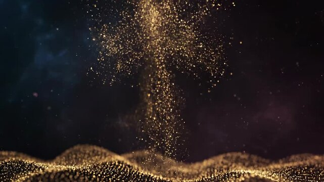 A leopard in water and in the rain appears beneath a dark night sky filled with abstract starlight, magical blue nebula dust, and the glow of a distant galaxy