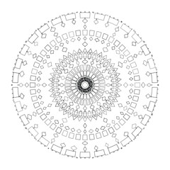 Naklejka premium Abstract round mandala lace pattern with floral ornamental design in black and white, Vector, Illustration