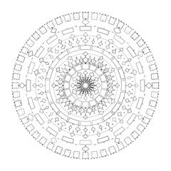 Naklejka premium Abstract round mandala lace pattern with floral ornamental design in black and white, Vector, Illustration