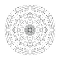 Abstract round mandala lace pattern with floral ornamental design in black and white, Vector, Illustration