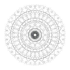 Abstract round mandala lace pattern with floral ornamental design in black and white, Vector, Illustration