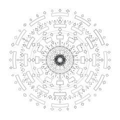 Abstract round mandala lace pattern with floral ornamental design in black and white, Vector, Illustration