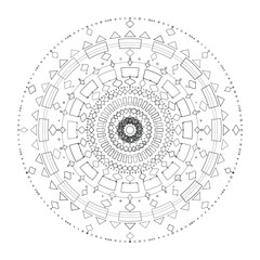 Abstract round mandala lace pattern with floral ornamental design in black and white, Vector, Illustration