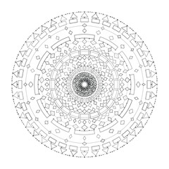 Abstract round mandala lace pattern with floral ornamental design in black and white, Vector, Illustration