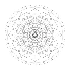 Abstract round mandala lace pattern with floral ornamental design in black and white, Vector, Illustration
