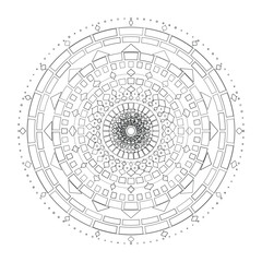 Abstract round mandala lace pattern with floral ornamental design in black and white, Vector, Illustration