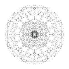 Abstract round mandala lace pattern with floral ornamental design in black and white, Vector, Illustration