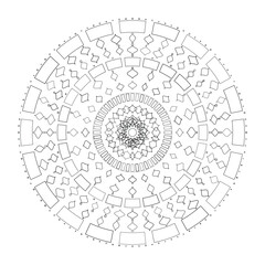 Abstract round mandala lace pattern with floral ornamental design in black and white, Vector, Illustration