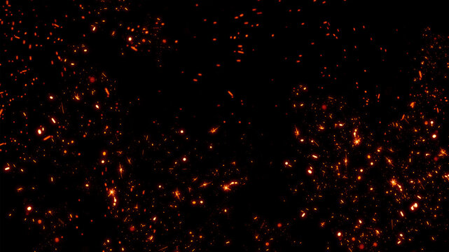 Floating embers sparks background PNG transparent. Opacity or screen mode usage for overlay