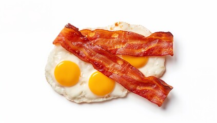 Delicious breakfast with crispy bacon and sunny side up eggs