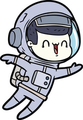 Fototapeta premium Cartoon Astronaut Floating in Space Suit.