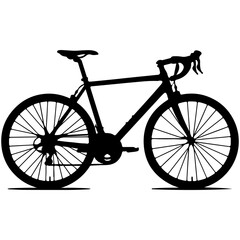 Obraz premium Black silhouette of a road bicycle on a white background bike road bike