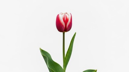 Obraz premium Elegant red and white tulip flower isolated on white background