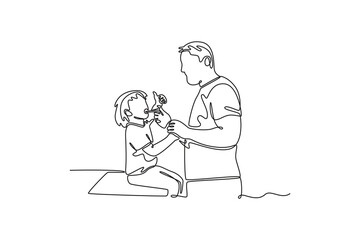 Growing family life stage concept. Single line draw design. Vector graphic illustration