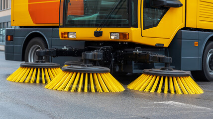 Street Sweeper Brushes on Wet Asphalt qzkxbwkgafwkkg