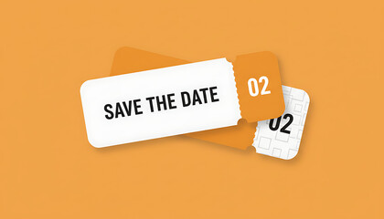 Save the date event calendar with orange background and white cards
