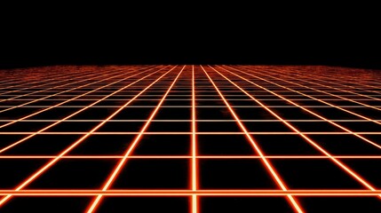 Black and orange background with a grid of squares. The squares are lit up in red