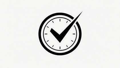 Conceptual graphic depicting a clock face integrated with a prominent checkmark, symbolizing efficient task completion, timely success, and approval processes, ideal for progress indicators