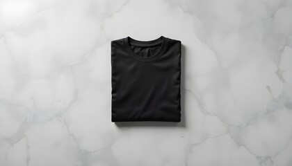 Black t-shirt on marble background for fashion design