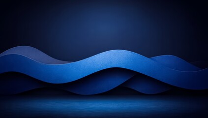 Blue wave is shown in the image, with a dark background. The wave appears to be made of paper, giving it a unique