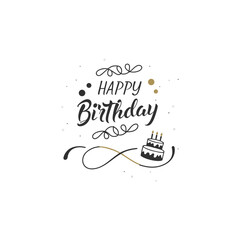 Happy birthday modern typography design  with party elements. Celebration greeting card vector suitable for prints, posters, and social media. 
