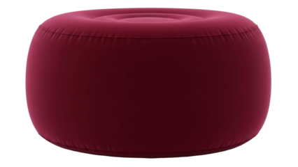 Burgundy pouf PNG isolated on transparent background, round ottoman for living room furniture and modern interior design projects