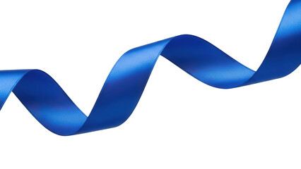 Elegant blue satin ribbon isolated PNG, decorative element for gift wrapping, crafts, and celebratory designs on transparent background