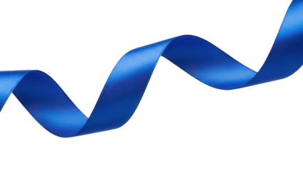 Elegant blue satin ribbon isolated PNG, decorative element for gift wrapping, crafts, and celebratory designs on transparent background