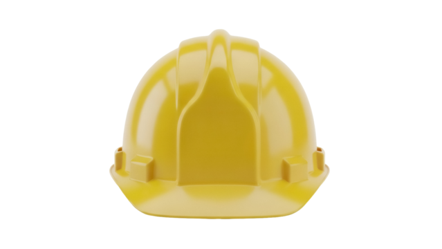 Yellow hard hat isolated PNG on transparent background, construction worker safety helmet for building site and industrial protection - Powered by Adobe