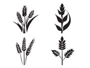 A lovely collection of four minimalist black barley silhouette illustrations