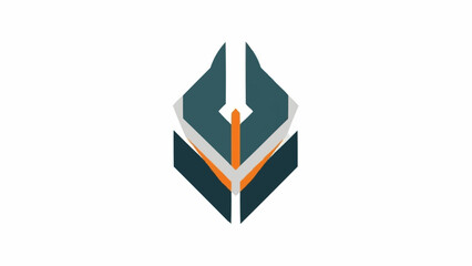 Abstract geometric logo design featuring a stylized pen nib and book.