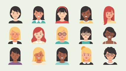 Diverse Women Avatars - A Collection of Unique Female Portraits.