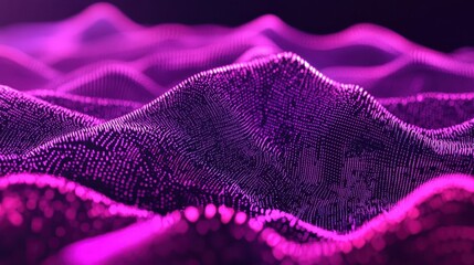 Abstract representation of fracturing data streams with purple glowing digital waves and intricate light patterns