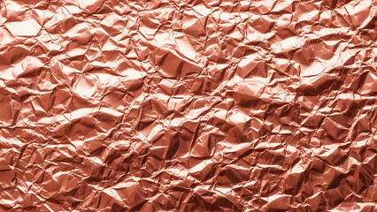 Shiny Rose Gold Foil with Wrinkled Texture, Elegant Pink Metallic Surface for Glamorous Wedding Decor and Branding Background