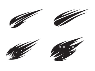 A gorgeous and cosmic set of comet silhouette vector icons © Safowan