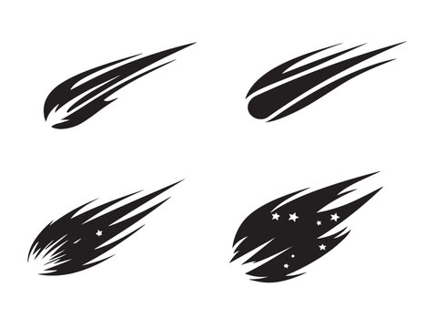 A gorgeous and cosmic set of comet silhouette vector icons